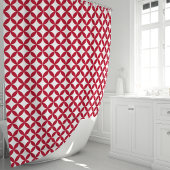 Rideaux De Douche Rouge et Blanc Géométrique