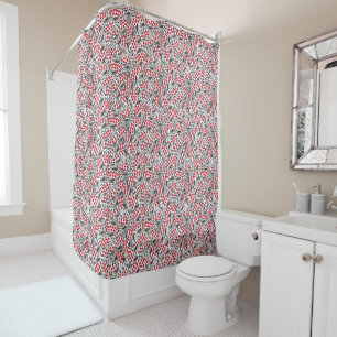 Rideaux De Douche Rouge gris Motif de Berry