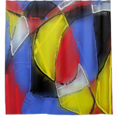 Rideaux De Douche Rouge, Jaune, Noir et Bleu (Devant)