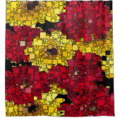 Rideaux De Douche Rouge, Jaune, Or Géométrique Abstrait (Devant)