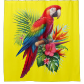 Rideaux De Douche Rouge macaw tropical floral (Devant)