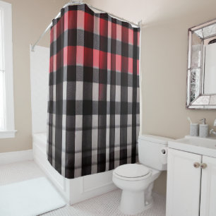 Rideaux De Douche Rouge Noir Abstrait Plaid Collection moderne