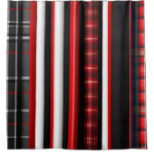 Rideaux De Douche Rouge Noir Abstrait Plaid Collection tendance (Devant)