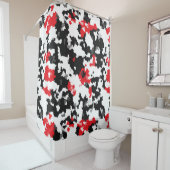 Rideaux De Douche Rouge noir blanc irrégulier Design abstrait (En situation)