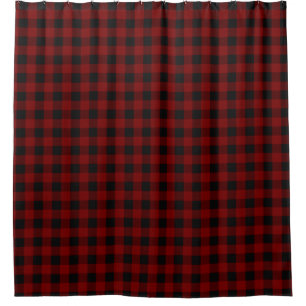 Rideaux De Douche Rouge rustique   Black Buffalo Check Plaid Motif