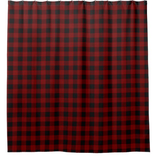 Rideaux De Douche Rouge rustique | Black Buffalo Check Plaid Motif (Devant)