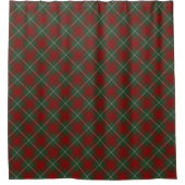 Rideaux De Douche Rouge rustique vert et Motif Tartan beige (Devant)
