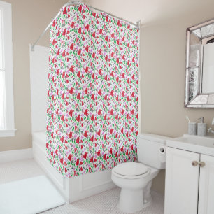 Rideaux De Douche Rouge Saint Valentin Coeurs Rose Fleurs Douche Rid