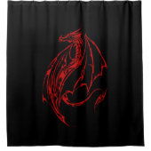 Rideaux De Douche Rouge Tribal Dragon Noir (Devant)