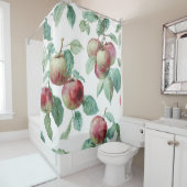 Rideaux De Douche Rouge vert pomme Motif Aquarelle Russe (En situation)
