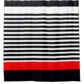 Rideaux De Douche Rouge Vibrant Avec Des Rayures (Devant)