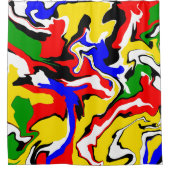 Rideaux De Douche Rouges, jaunes, noirs, bleus et verts (Devant)