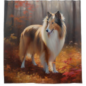 Rideaux De Douche Rough Collie dans l'automne Leaves automne Inspire (Devant)