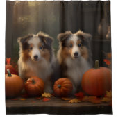 Rideaux De Douche Rough Collie Puppy Automne Citrouille de plaisir (Devant)