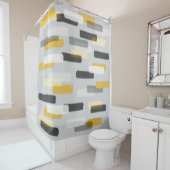 Rideaux De Douche Rough Rectangle Brush Strokes Grey and Yellow (En situation)