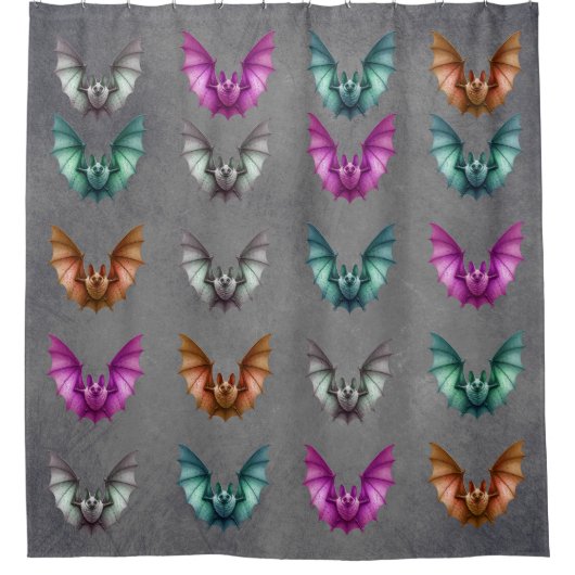 Rideaux De Douche Rows of Gothic Flying Bats Various Colours Grey (Devant)