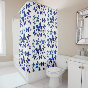 Rideaux De Douche Royal Blue Elegant Whimsical Butterflies