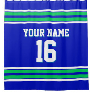 Rideaux De Douche Royal Blue Emerald Green Whats Stripes Sports Jers