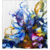 Rideaux De Douche Royal Blue & Pink Abstrait Fluid Art (Devant)