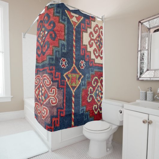 Rideaux De Douche Royal Blue Red Kazak El Paso Vibes  (En situation)