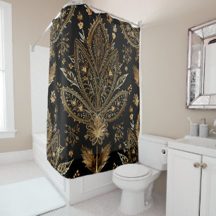 Rideaux De Douche Royal Indian Luxury Black & Gold