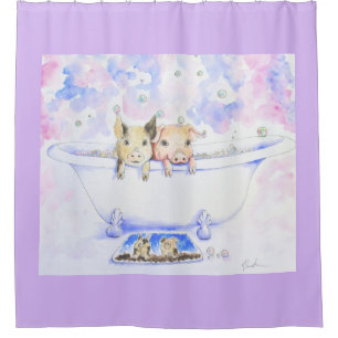 Rideaux De Douche Rub a Dub Dub Piggies dans Tub Peinture