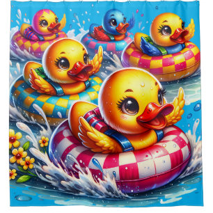 Rideaux De Douche "Rubber Ducky Racing Fun"