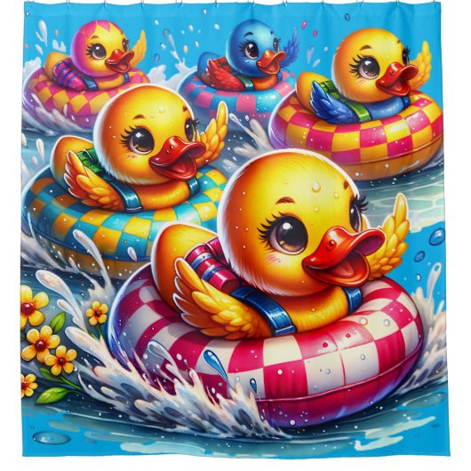 Rideaux De Douche "Rubber Ducky Racing Fun" (Devant)