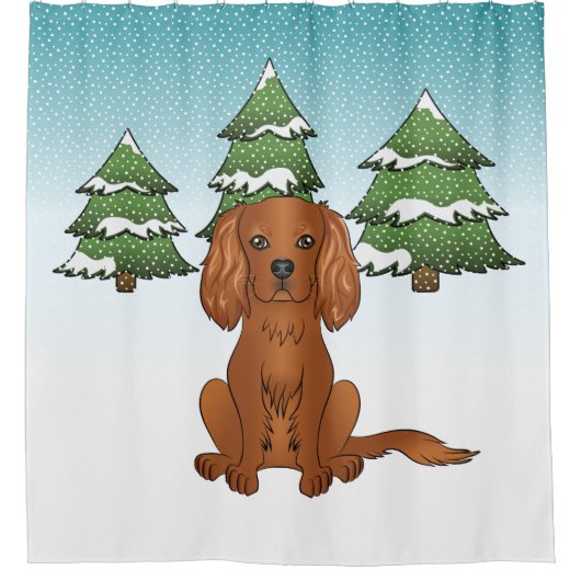 Rideaux De Douche Ruby Cavalier King Charles Spaniel En Hiver (Devant)