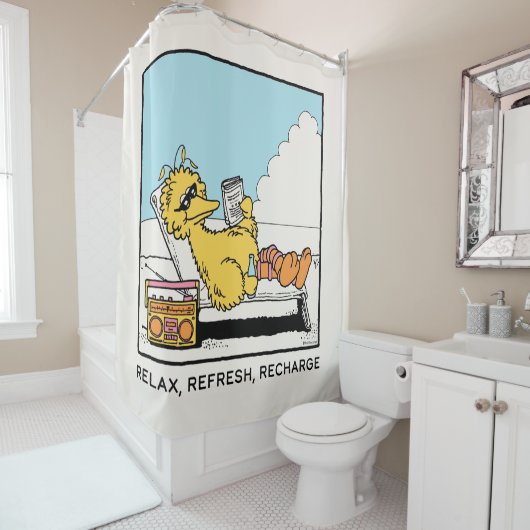 Rideaux De Douche Rue Sésame | Big Bird Relax Refresh Recharge (En situation)