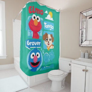 Rideaux De Douche Rue Sésame   Elmo, Tango, & Grover Park Graphic