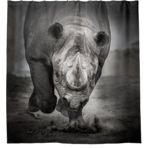 Rideaux De Douche Running Rhinoceros : Wild Animal Portrait.