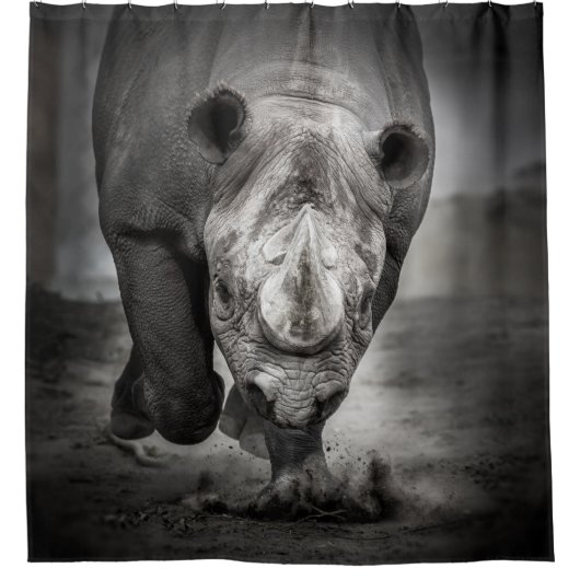 Rideaux De Douche Running Rhinoceros : Wild Animal Portrait. (Devant)