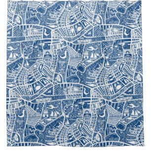 Rideaux De Douche rural mer bleu