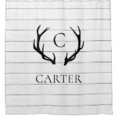 Rideaux De Douche Russe Faux Shiplap Antler Monogramme | Agritourism (Devant)