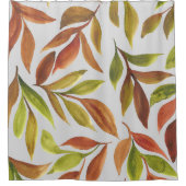 Rideaux De Douche Rust Terracotta Vert Aquarelle Feuilles (Devant)
