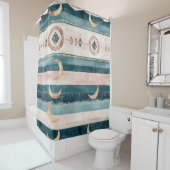 Rideaux De Douche Rustic Celestial Stripe Moon Sun Earthy (10) (En situation)
