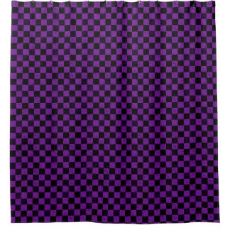 Rideaux De Douche Rustic Checks, Purple and Black