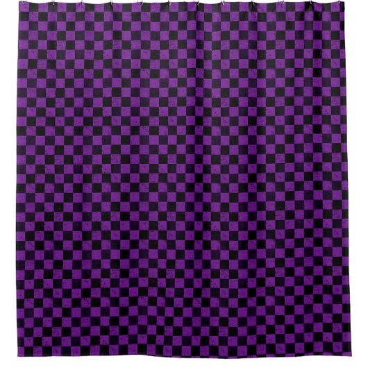 Rideaux De Douche Rustic Checks, Purple and Black (Devant)