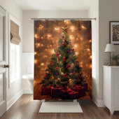 Rideaux De Douche Rustic Christmas Tree Shower Curtain