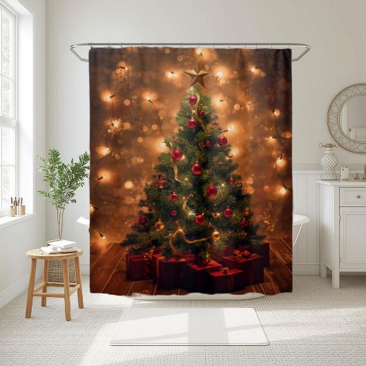 Rideaux De Douche Rustic Christmas Tree Shower Curtain