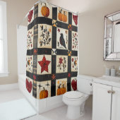 Rideaux De Douche Rustic Fall Quilt Motif | Patchwork agricole (En situation)