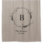 Rideaux De Douche Rustic Farmhouse Famille Monogramme Faux Linen (Devant)