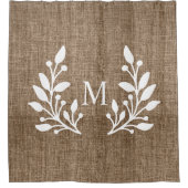 Rideaux De Douche Rustic Farmhouse Laurels Burlap Monogramme (Devant)