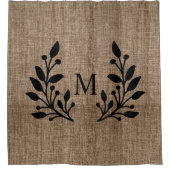 Rideaux De Douche Rustic Farmhouse Laurels Burlap Monogrammed Showe (Devant)