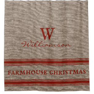 Rideaux De Douche Rustic Farmhouse Noël Ticking Stripe