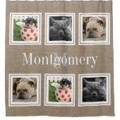 Rideaux De Douche Rustic Faux Burlap 6 Photos de famille et Nom de f (Devant)