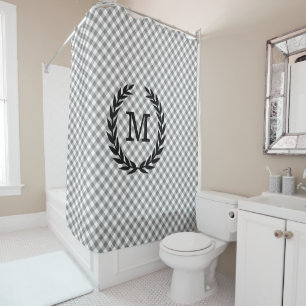 Rideaux De Douche Rustic Grey En vichy Pays Monogrammé