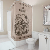 Rideaux De Douche Rustic Modern Mountains Custom (En situation)