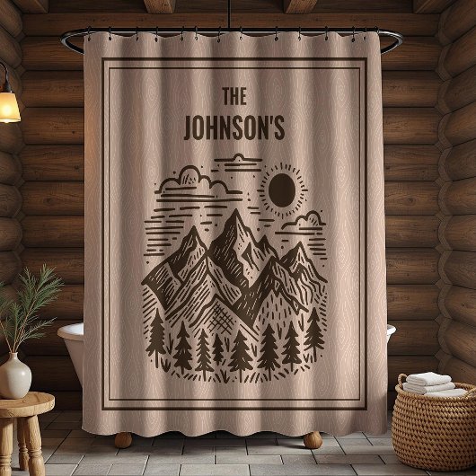 Rideaux De Douche Rustic Modern Mountains Custom